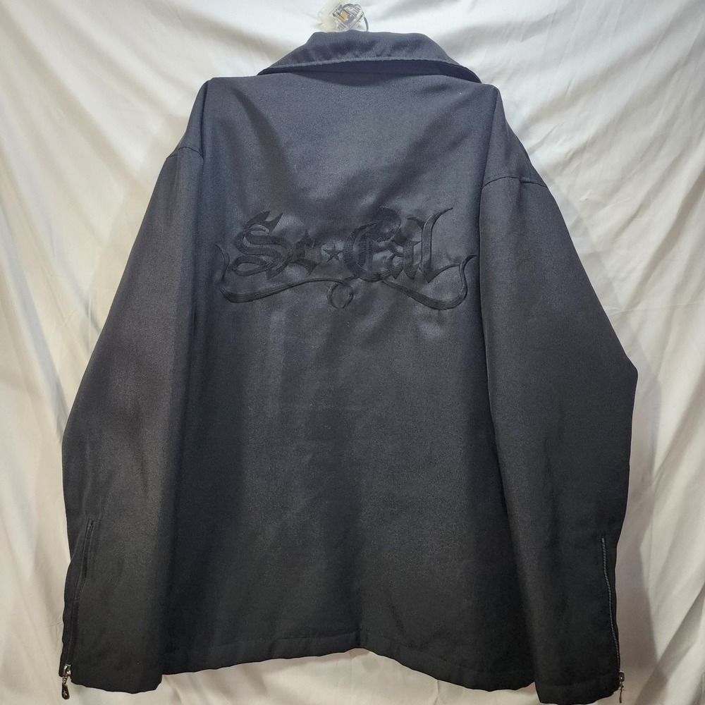 Vintage No Fear Y2K SoCal Black Embroidered Full Zip Jacket‎ Coat L - Picture 2 of 13
